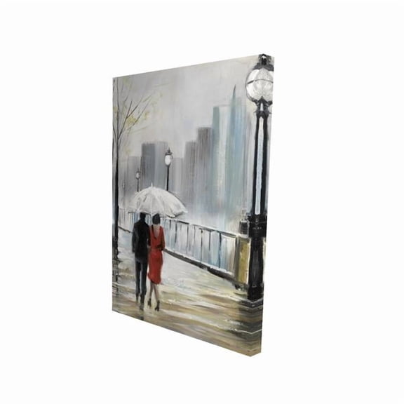 Begin Home Decor 2080-3624-CI23 24 x 36 in. Couple Walking Under the Rain - Trees Scenic Canvas Decor