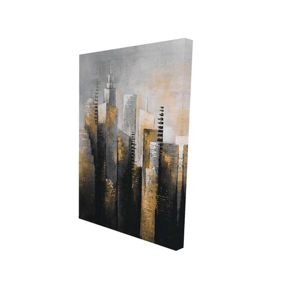 Begin Home Decor 2080-3624-CI275-1 24 x 36 in. Abstract Gold Skyscraper - Black Cities Canvas