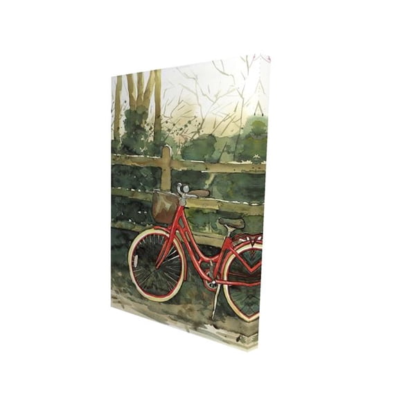Begin Home Decor 2080-3624-TR77 24 x 36 in. Riding in the Woods By Bicycle - Rustic Beige Canvas Decor
