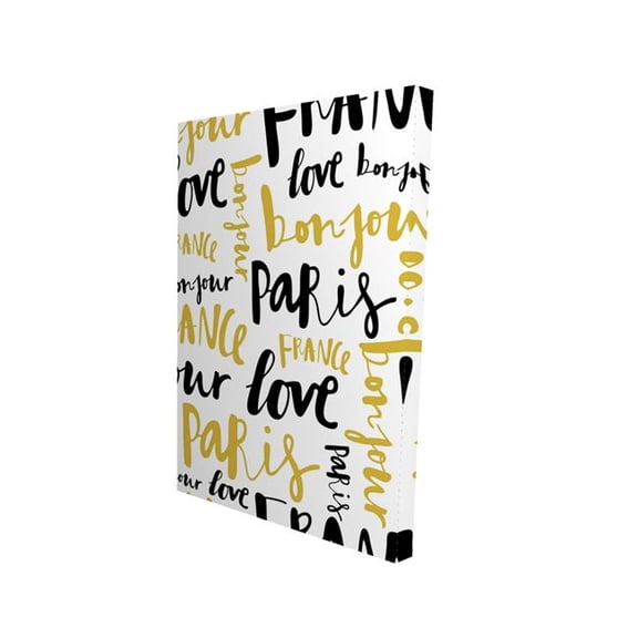 Begin Home Decor 2080-3624-TY1 24 x 36 in. Bonjour Paris - Illustrative Typo Canvas for Home Decor