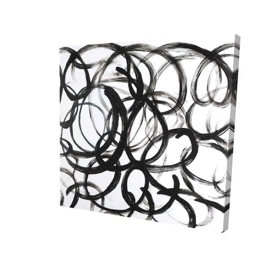 Begin Home Decor 2080-3636-AB32 36 x 36 in. Abstract Curly Lines - Black Canvas Home Decor Pattern