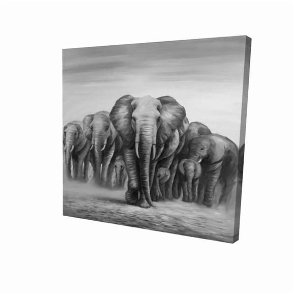 Begin Home Decor 2080-3636-AN202 36 x 36 in. Herd of Elephants - Wildlife Man Cave Canvas Home Decor