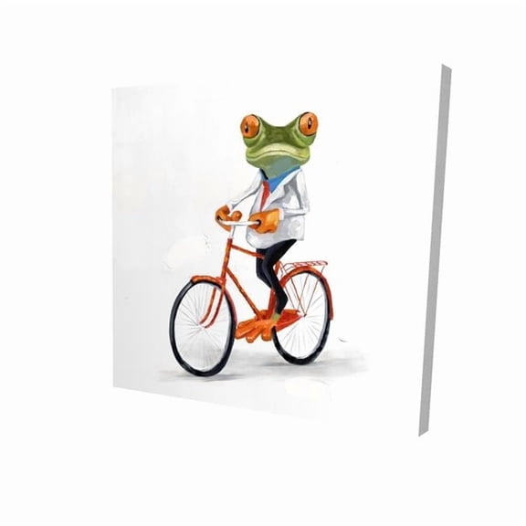 Begin Home Decor 2080-3636-AN26 36 x 36 in. Funny Frog Riding a Bike - Orange Canvas Aquatic Decor