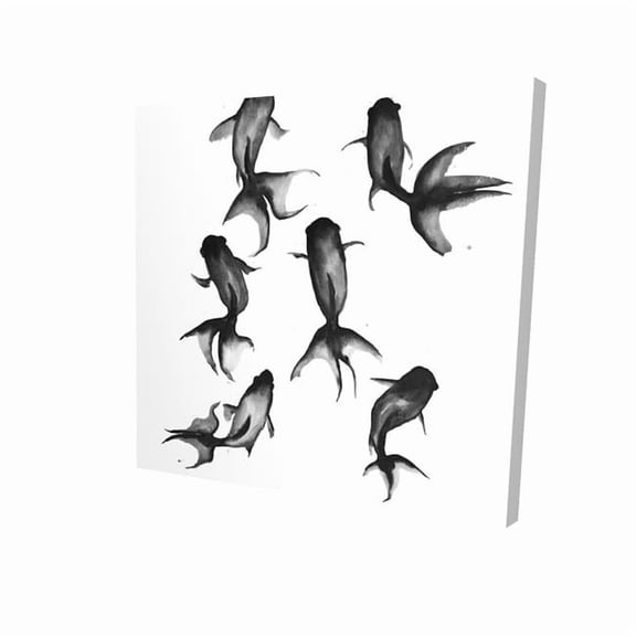 Begin Home Decor 2080-3636-AN400-1 36 x 36 in. Black Fishes - Aquatic Animals Canvas for Home Decor