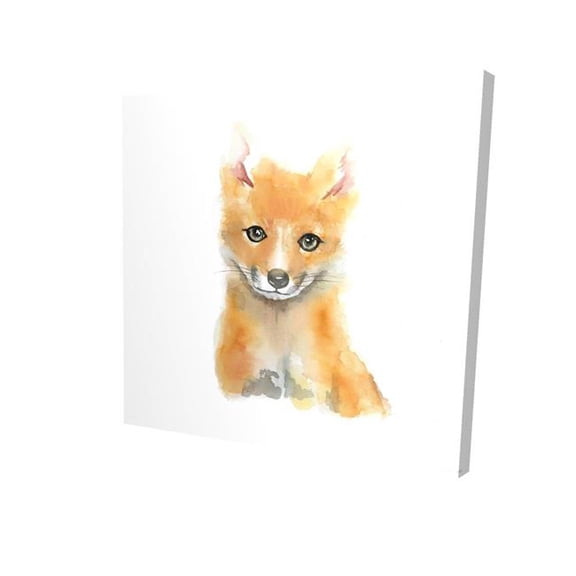Begin Home Decor 2080-3636-AN426 36 x 36 in. Watercolor Baby Fox - Wildlife Brown Canvas Home Decor