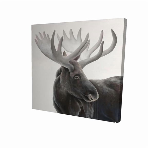 Begin Home Decor 2080-3636-AN438-2 36 x 36 in. Grayscale Moose Profile - Rustic Animals Canvas for Home Decor