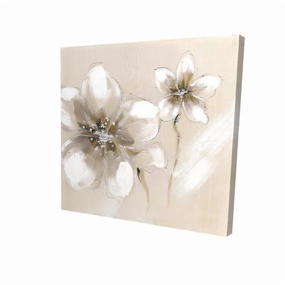 Begin Home Decor 2080-3636-FL30 36 x 36 in. Two Cream Flowers - Botanical Canvas Art for Home Decor