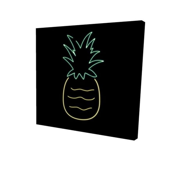Begin Home Decor 2080-3636-GA123 36 x 36 in. Neon Pineapple - Black Canvas Home Decor for Vibrant Style
