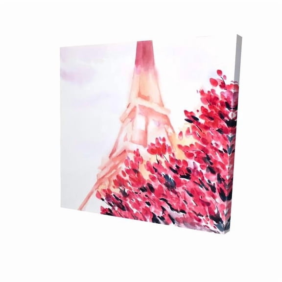 Begin Home Decor 2080-3636-ST55 36 x 36 in. Pink Eiffel Tower - Romantic Flowers Canvas for Home Decor