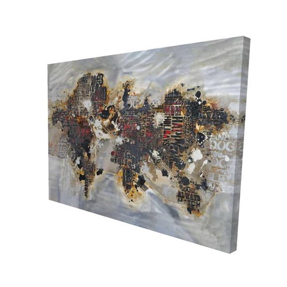 Begin Home Decor 2080-3648-CI145 36 x 48 in. Texturized World Map with Typography - Modern Canvas Decor
