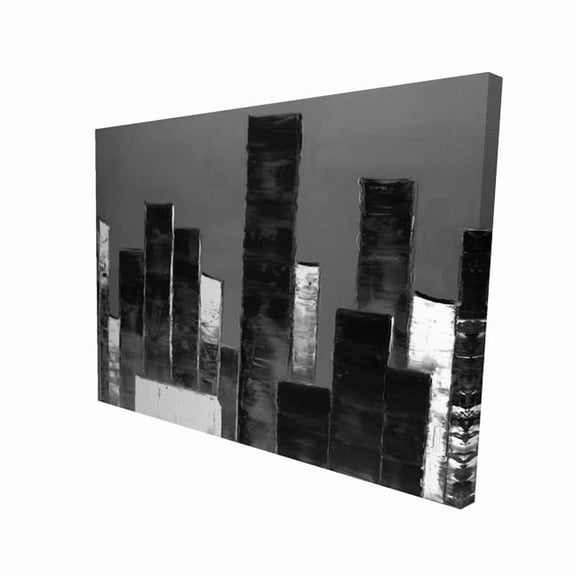 Begin Home Decor 2080-3648-CI321-1 36 x 48 in. Abstract Black & White Buildings - Gray Building Canvas Decor