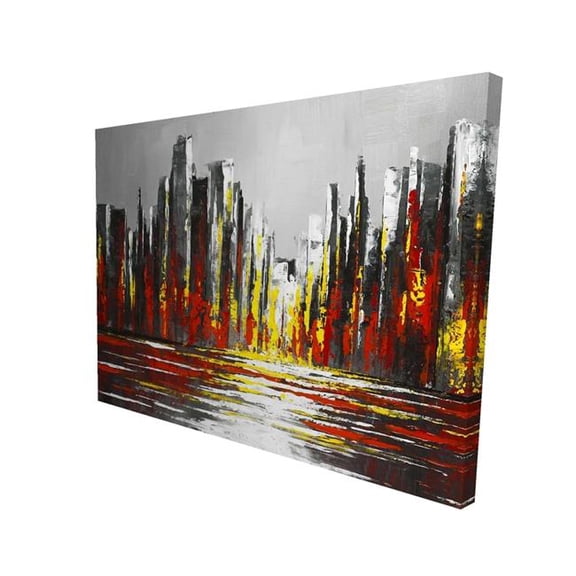 Begin Home Decor 2080-3648-CI334 36 x 48 in. Abstract Red Skyline Canvas - Urban Home Decor Artwork