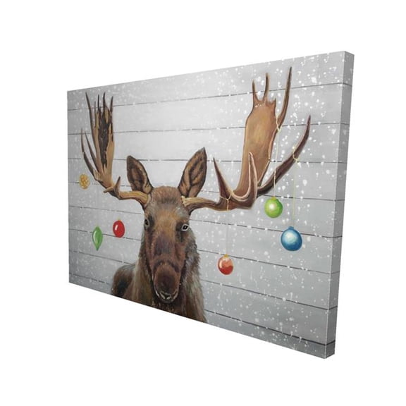 Begin Home Decor 2080-3648-HO26 36 x 48 in. Moose Has Christmas Balls - Rustic Deer Canvas Home Decor
