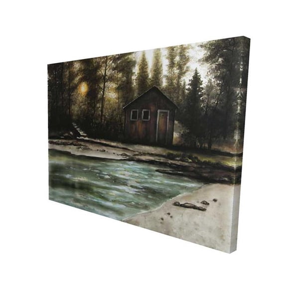 Begin Home Decor 2080-3648-LA189 36 x 48 in. Cabin in the Forest - Beige Canvas for Home Decor - Cozy Art
