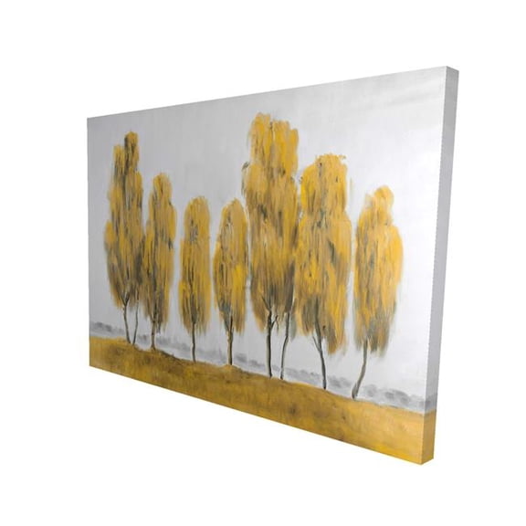 Begin Home Decor 2080-3648-LA81 36 x 48 in. Seven Abstract Yellow Trees - Gray Canvas - Home Decor Art