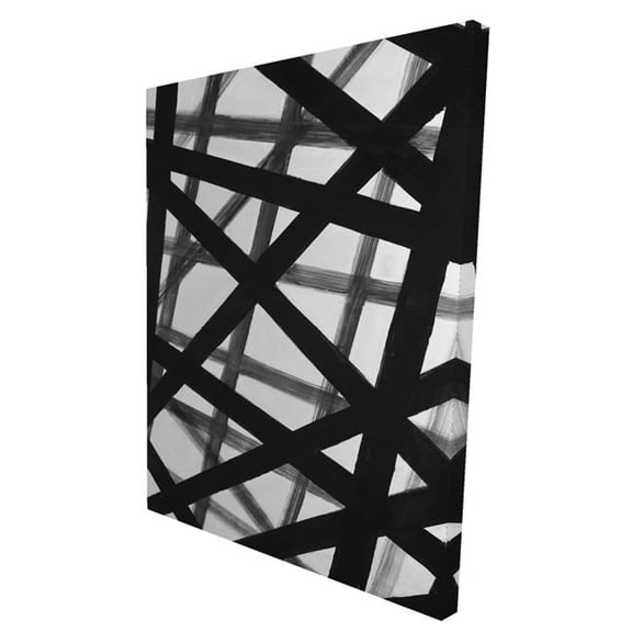 Begin Home Decor 2080-4836-AB31 36 x 48 in. Abstract Bold Lines - Black Pattern Canvas for Home Decor