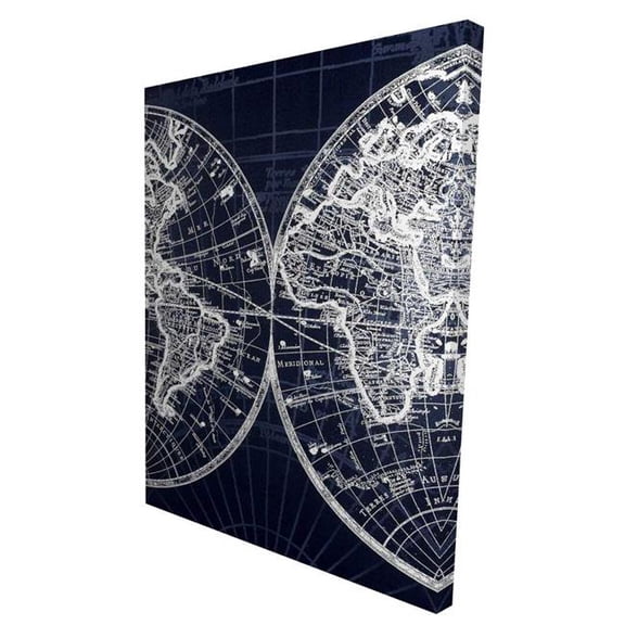 Begin Home Decor 2080-4836-CI104 36 x 48 in. World Map Blue Print - Bedroom Satellite View Canvas Art