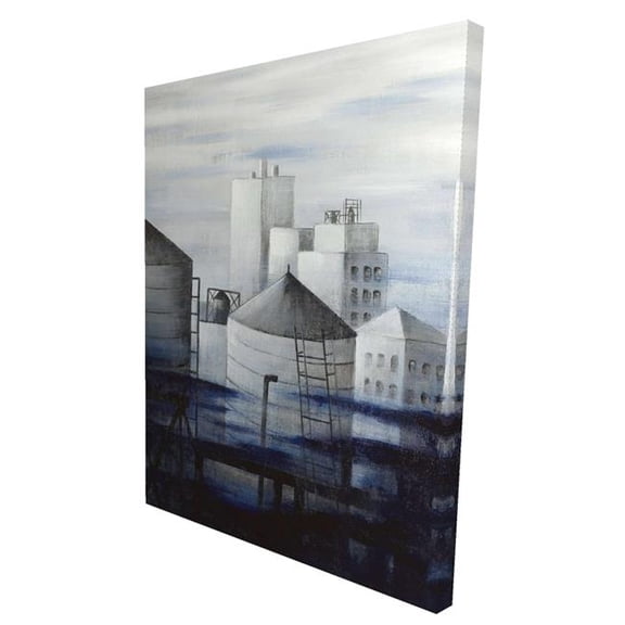 Begin Home Decor 2080-4836-CI250 36 x 48 in. Gray City with Blue Clouds - Blue Contemporary Canvas Art