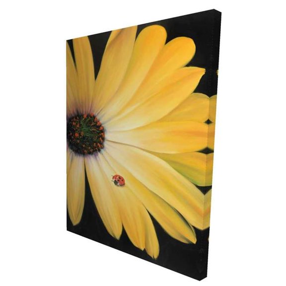 Begin Home Decor 2080-4836-FL176 36 x 48 in. Yellow Daisy & Ladybug - Insect Romantic Canvas Art