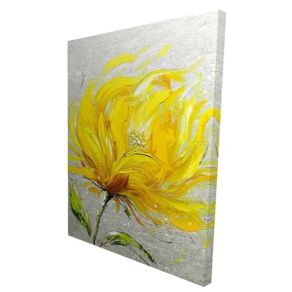 Begin Home Decor 2080-4836-FL69 36 x 48 in. Yellow Fluffy Flower - Office Gray Canvas for Modern Decor