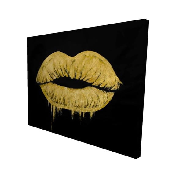Begin Home Decor 2080-4860-FI89 48 x 60 in. Golden Lips - Elegant Woman Bedroom Canvas for Home Decor