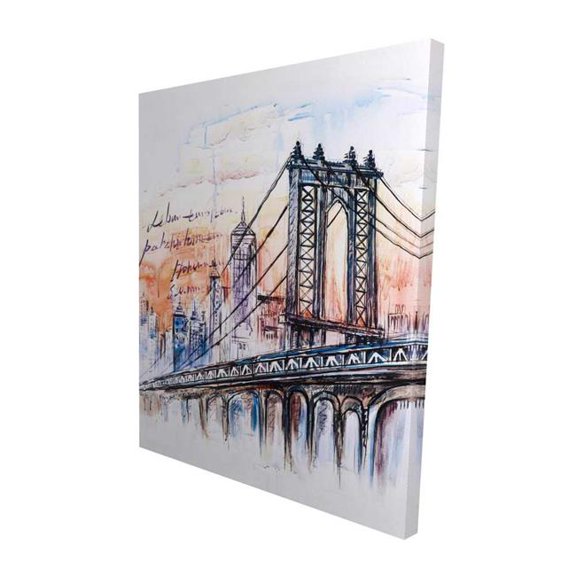 Begin Home Decor 2080-6048-CI122 48 x 60 in. Bridge Sketch - Architecture Bridge Canvas for Home Decor