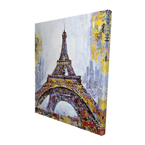 Begin Home Decor 2080-6048-CI46 48 x 60 in. Abstract Paint Splash Eiffel Tower - Office Building Canvas