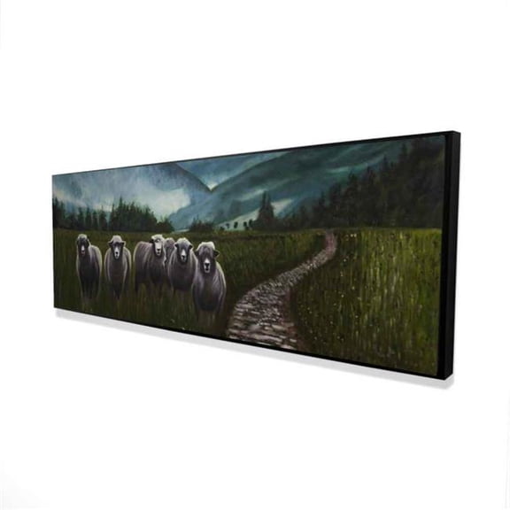Begin Home Decor 2081-1648-AN510 16 x 48 in. Rustic Sheep in Countryside Canvas - Farm Animal Home Decor