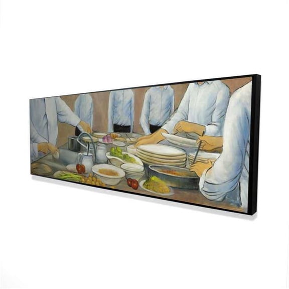 Begin Home Decor 2081-1648-GA50 16 x 48 in. Cook Chefs At Work Framed Canvas - Kitchen Contemporary Decor