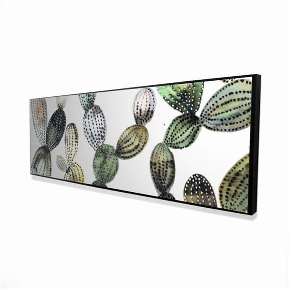 Begin Home Decor 2081-2060-FL315 20 x 60 in. Pattern Opuntia Cactus - Framed Canvas Home Decor Art
