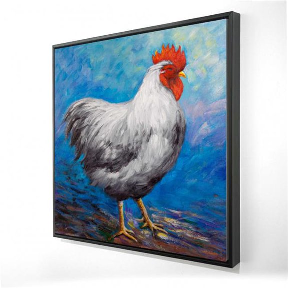 Begin Home Decor 2081-2424-AN201 24 x 24 in. Gray Rooster Framed Canvas - Farm Animal Home Decor