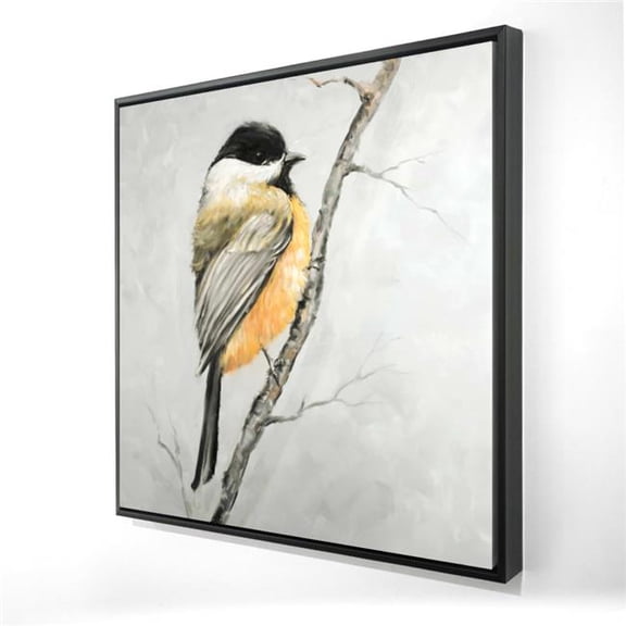 Begin Home Decor 2081-2424-AN277 24 x 24 in. Small Coal Tit Canvas - Gray Framed Bird Art for Home Decor