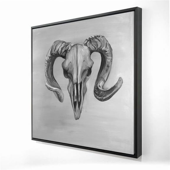 Begin Home Decor 2081-2424-AN340 24 x 24 in. Grayscale Aries Skull Farm Animal Canvas - Home Decor Wall Art