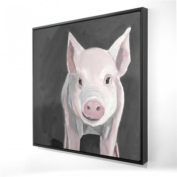 Begin Home Decor 2081-2424-AN419-1 24 x 24 in. Little Piglet Gray Framed Canvas - Animal Living Room Decor