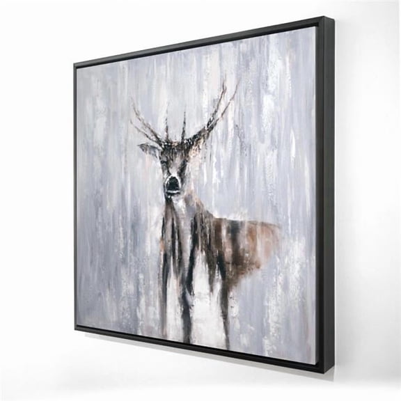 Begin Home Decor 2081-2424-AN93 24 x 24 in. Winter Abstract Deer Framed Canvas - Home Decor Bedroom Art