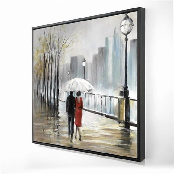 Begin Home Decor 2081-2424-CI23 24 x 24 in. Contemporary Trees Canvas - Couple Walking Under Rain Decor