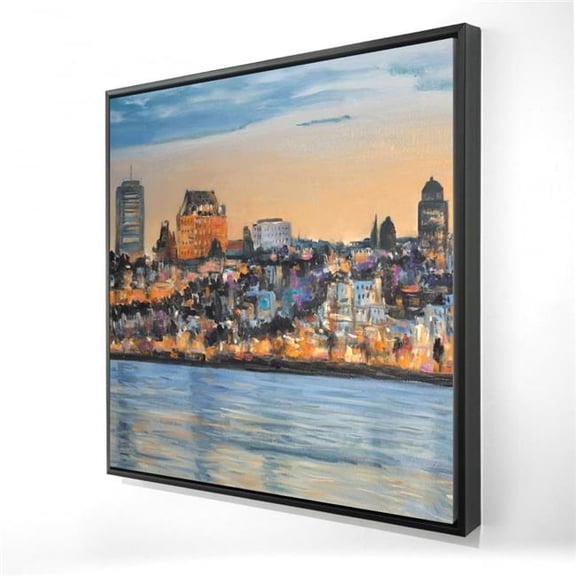 Begin Home Decor 2081-2424-CI255 24 x 24 in. Skyline of Quebec City - Orange Sea Framed Canvas Art