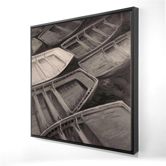 Begin Home Decor 2081-2424-CO69-1 24 x 24 in. Small Canoes Sepia Style - Contemporary Framed Canvas Decor