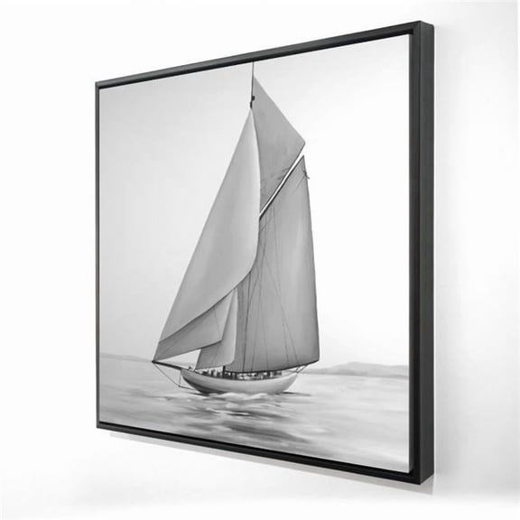 Begin Home Decor 2081-2424-CO74 24 x 24 in. Vintage Sailing Ship Canvas - Monochrome White Frame Decor