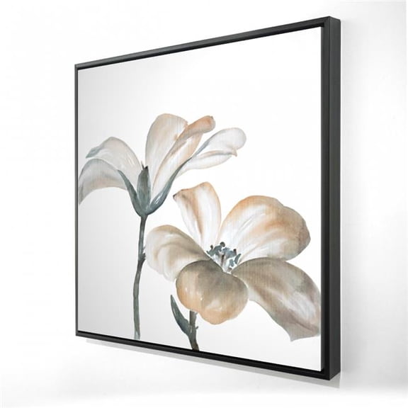 Begin Home Decor 2081-2424-FL280 24 x 24 in. White Botanical Canvas - Beautiful Desaturated Flowers Decor