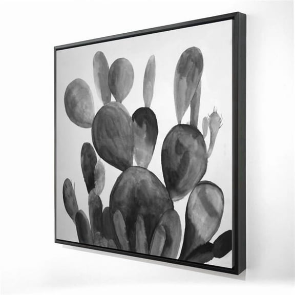 Begin Home Decor 2081-2424-FL287 24 x 24 in. Grayscale Paddle Cactus Canvas - Gray Exotic Bedroom Decor