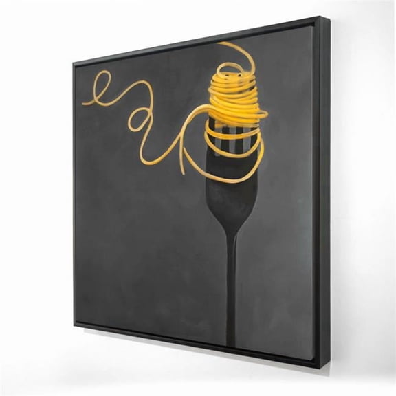 Begin Home Decor 2081-2424-GA47 24 x 24 in. Spaghetti Pasta Fork Canvas - Gray Framed - Home Decor Art