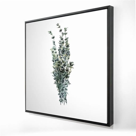 Begin Home Decor 2081-2424-GA92 24 x 24 in. Thyme Leaves Bundle White Framed Canvas - Home Decor Art