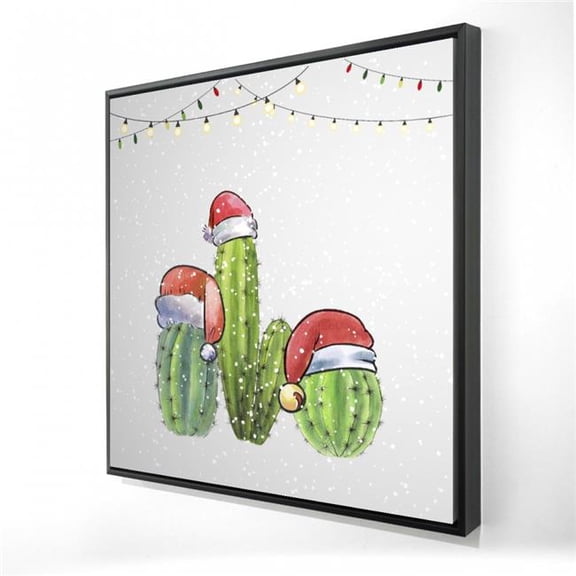 Begin Home Decor 2081-2424-HO17 24 x 24 in. Gray Botanical Christmas Cactus Framed Canvas - Home Decor