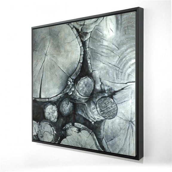 Begin Home Decor 2081-2424-MI66 24 x 24 in. Textured Wooden Logs - White Framed Canvas for Home Decor