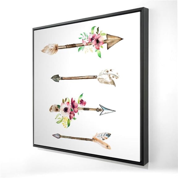 Begin Home Decor 2081-2424-MI89 24 x 24 in. Arrowheads & Flowers Framed Canvas - Floral Bedroom Decor