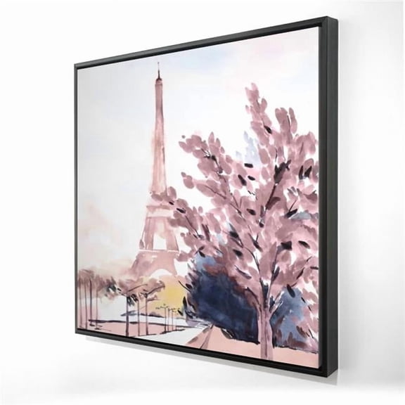 Begin Home Decor 2081-2424-ST54-1 24 x 24 in. Paris & Eiffel Scene Canvas - Blue Building Framed Decor