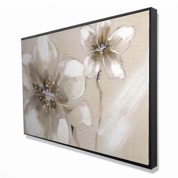 Begin Home Decor 2081-2436-FL30 24 x 36 in. Two Cream Flowers - Botanical Bedroom Canvas Art for Decor