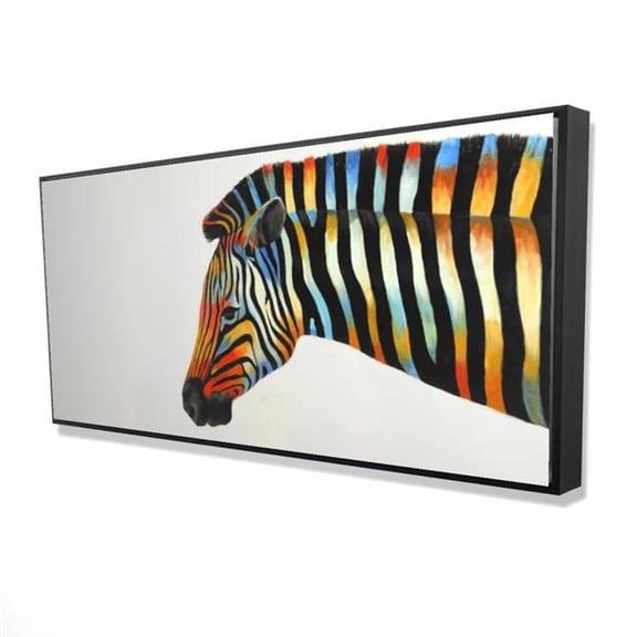 Begin Home Decor 2081-2448-AN262 24 x 48 in. Colorful Zebra - Framed Canvas Livingroom Wildlife Decor