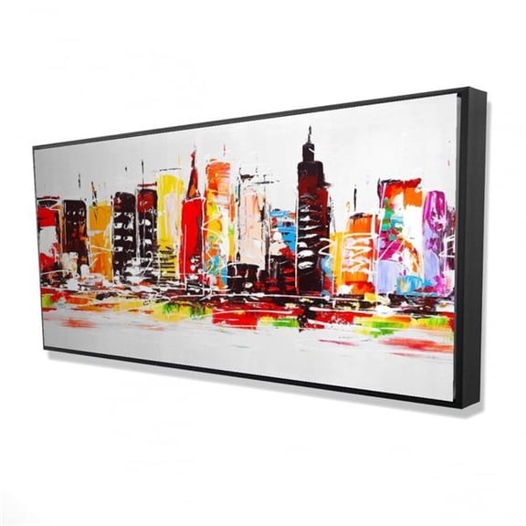 Begin Home Decor 2081-2448-CI293 24 x 48 in. City in Bright Colors - Contemporary Cities Framed Canvas Art